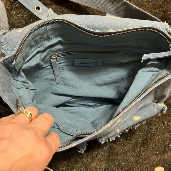 Free People NWT Denim Courier Bag - Picture 4 of 5